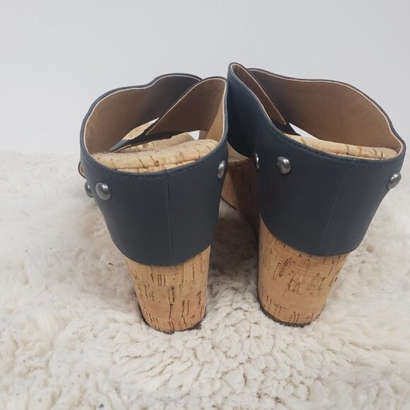 Lucky Brand Dark Slate Blue Cork Wedge Sandals Size 8.5 - Picture 5 of 11